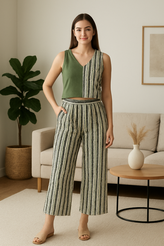 Olive Stripe Harmony Co-ord Set