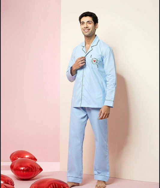 Snuggle in Blue – Couple Pajamas