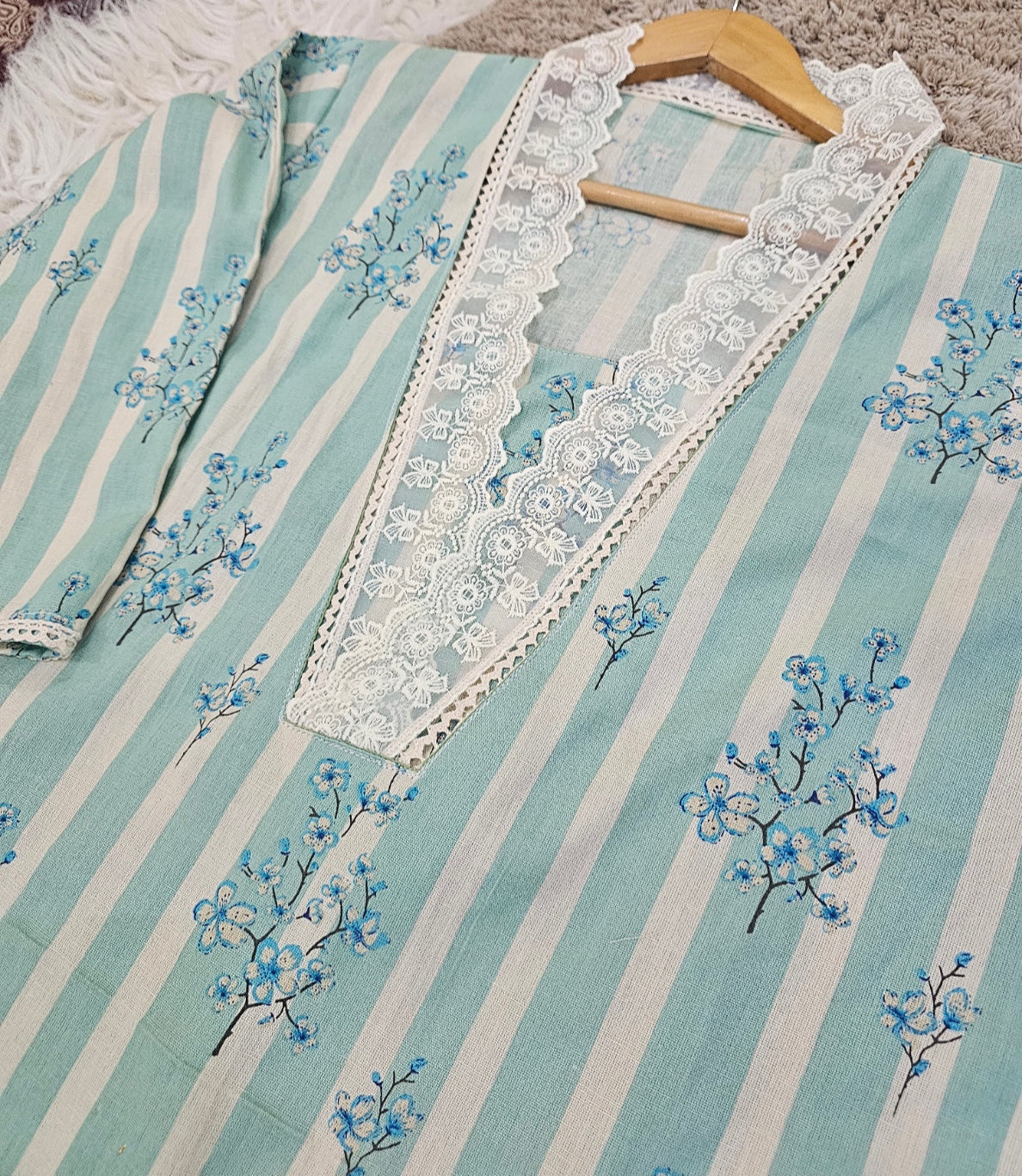 Aqua Petals Kurta Set