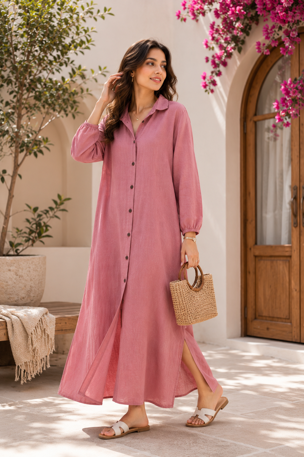 Rosewood Linen Dress