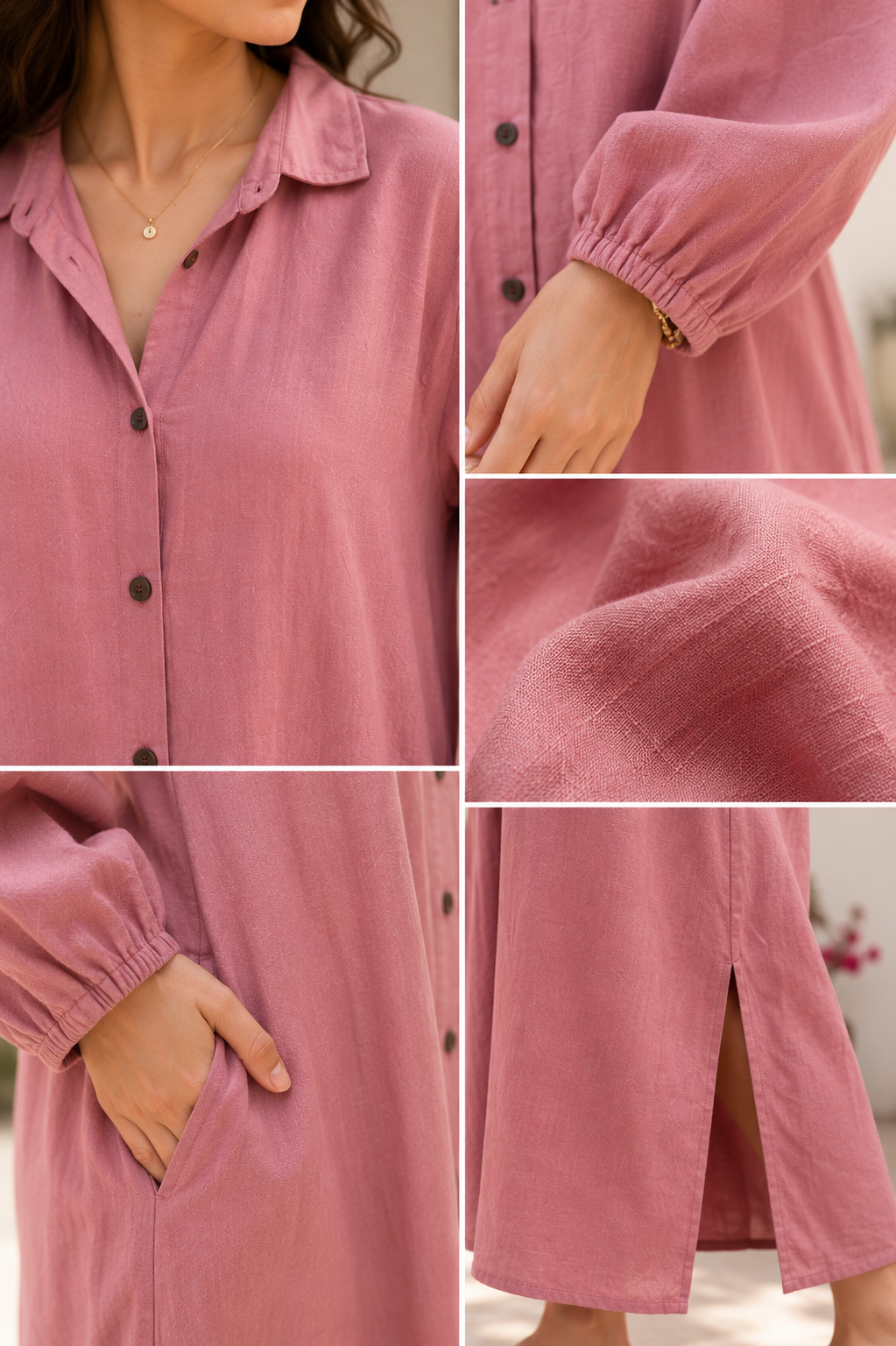 Rosewood Linen Dress