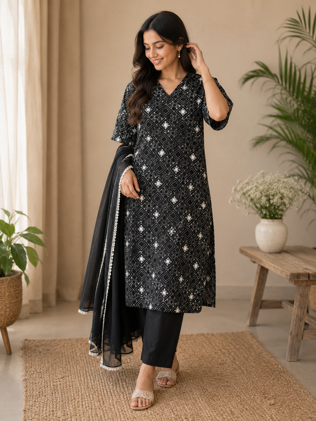 Charcoal Petal Elegance