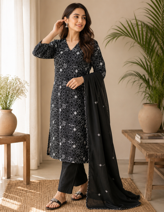 Charcoal Petal Elegance