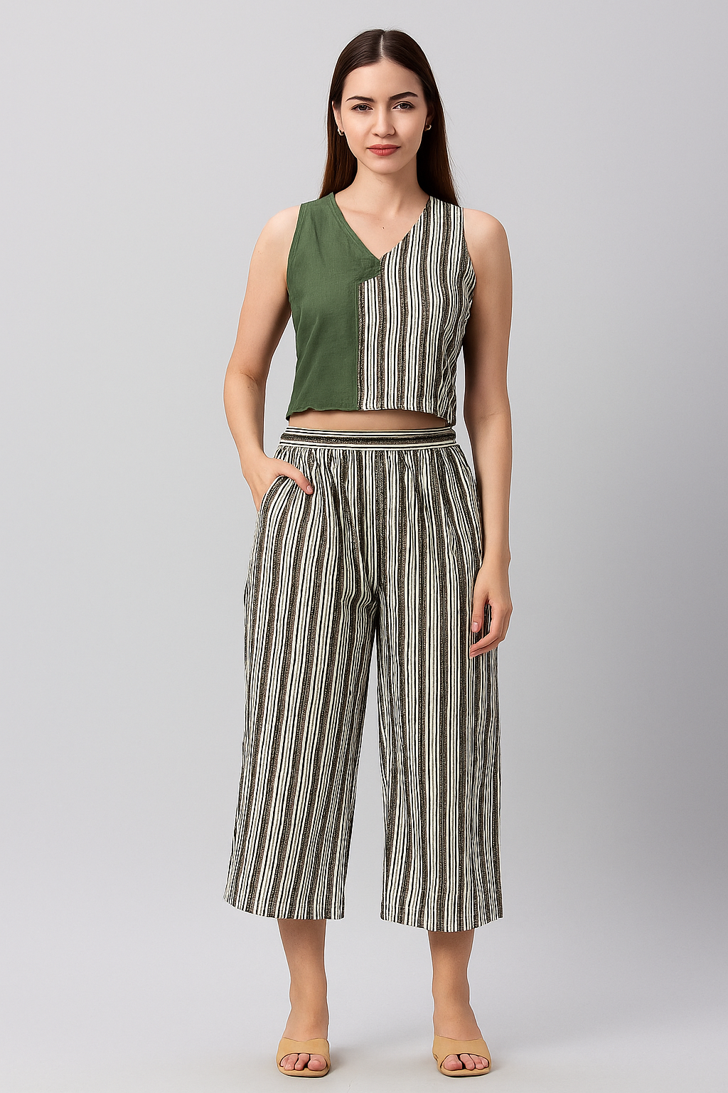 Olive Stripe Harmony Co-ord Set