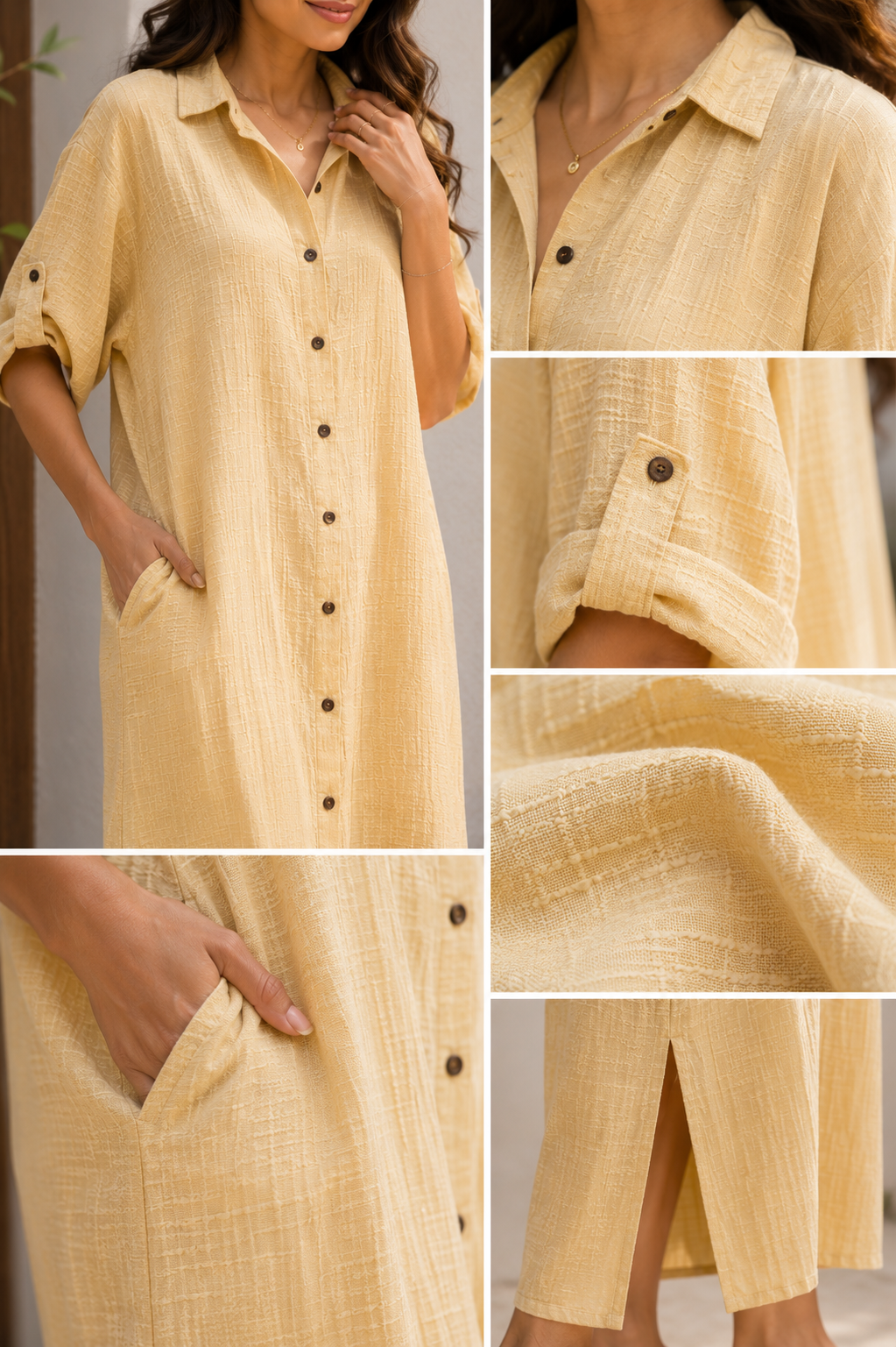Buttercream Slub Dress