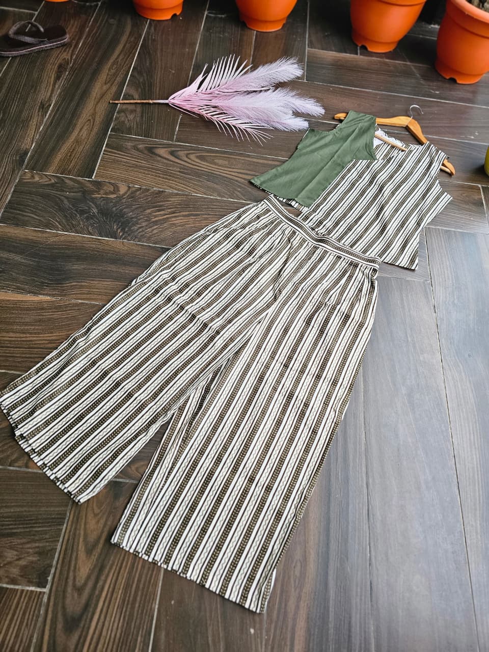 Olive Stripe Harmony Co-ord Set
