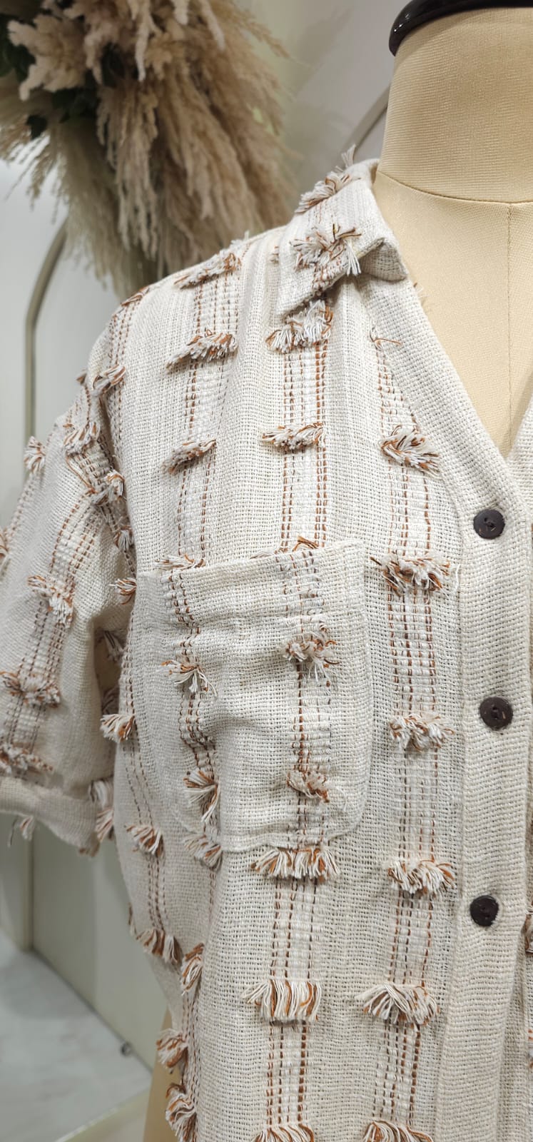 Sand Tassel Crop Shirt