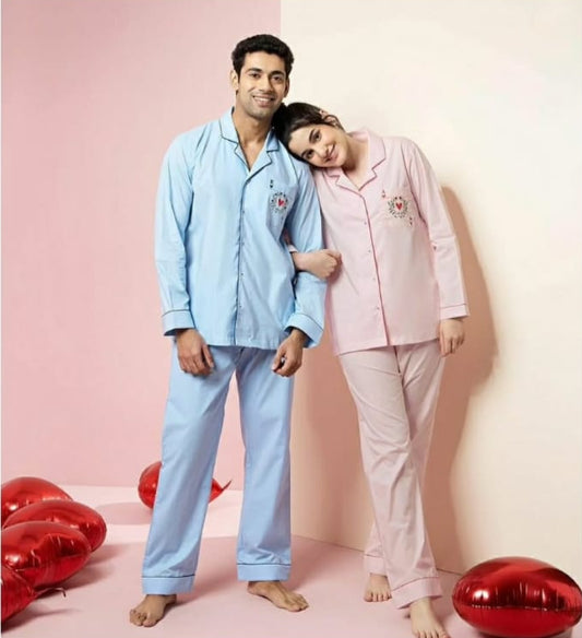 Snuggle in Blue – Couple Pajamas